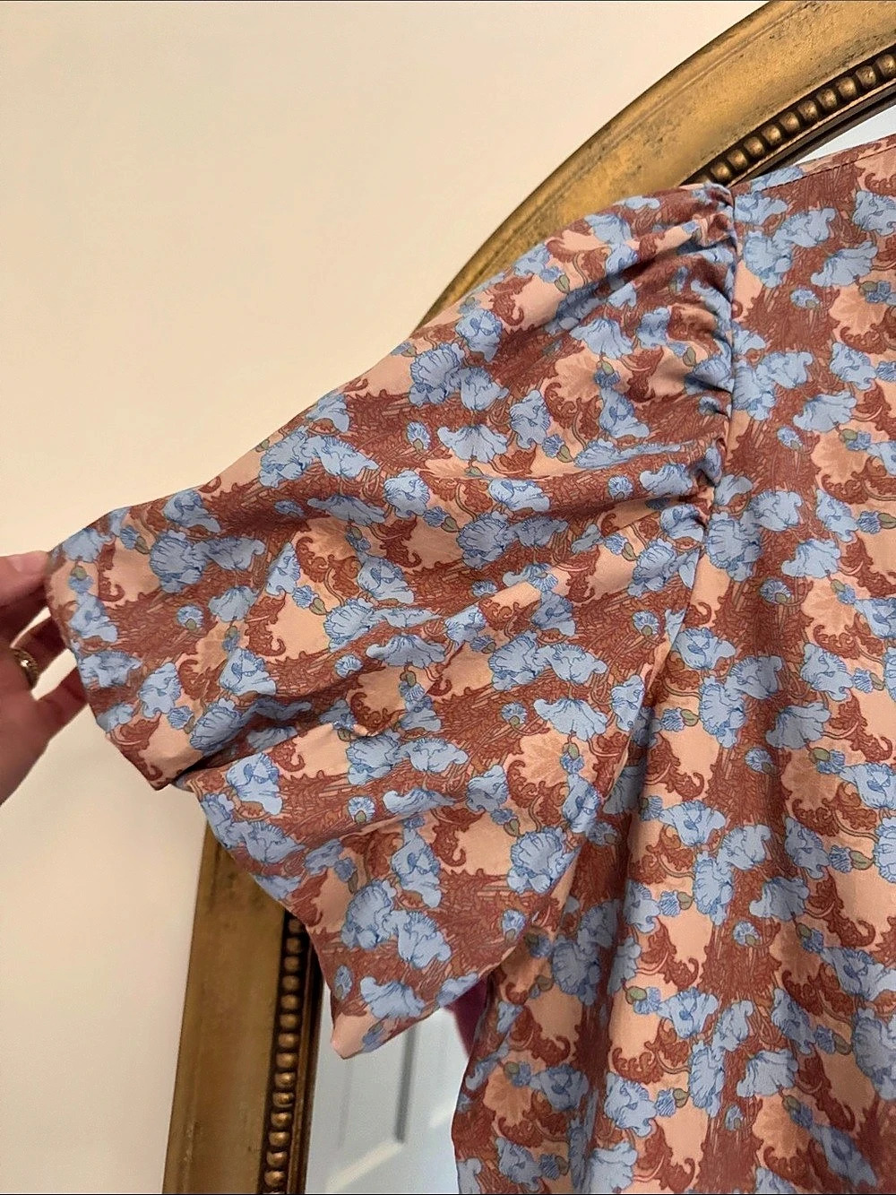 Hyacinth House Floral Mini Dress Brown & Blue XL - Picture 7 of 8